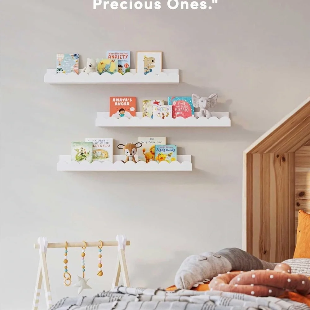Scalloped Shelves, Nursery Book Shelves, Floating Book Shelves for Wall